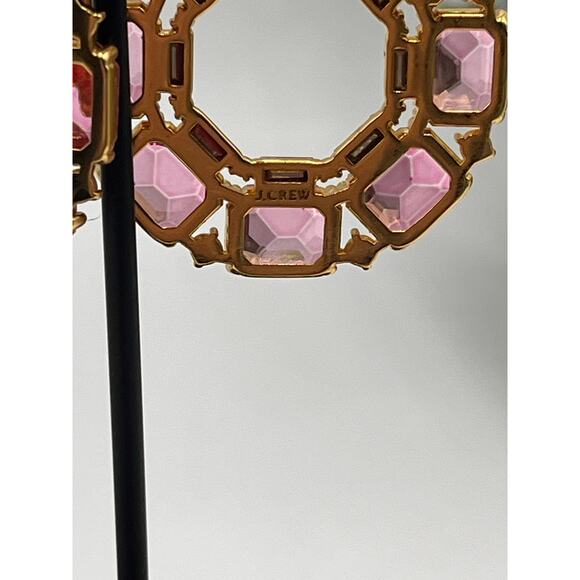 J. crew Faceted-crystal Regal Rose Pink hoop Door Knocker earrings - Picture 4 of 8